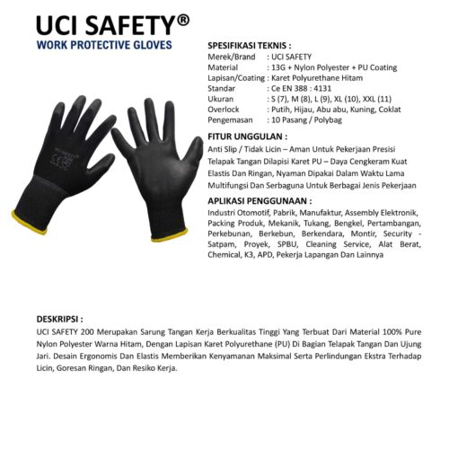 Distributor Sarung Tangan PU Uci Safety Murah di Bogor Jawa Barat