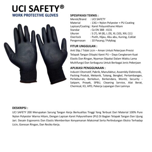 Distributor Sarung Tangan Montir Uci Safety Murah di Balikpapan Kalimantan Timur
