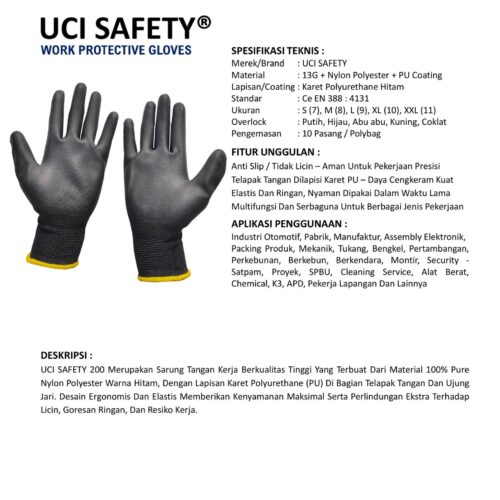 Sarung Tangan Palm Fit Uci Safety Cocok untuk Bengkel & Mekanik Makassar Sulawesi Selatan
