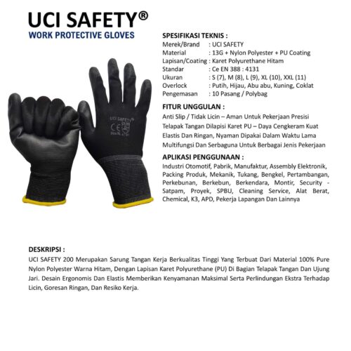 Sarung Tangan Otomotif Uci Safety Cocok untuk Bengkel & Mekanik Cirebon Jawa Barat