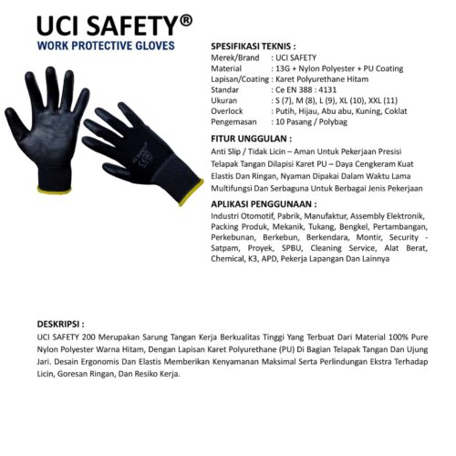 Sarung Tangan Motor Uci Safety untuk Proyek & Industri di Yogyakarta