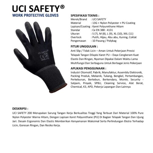 Sarung Tangan Industri Uci Safety Cocok untuk Bengkel & Mekanik Jayapura Papua