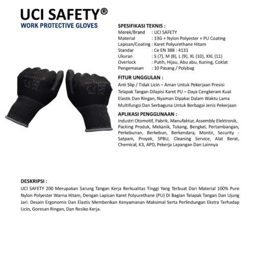 Sarung Tangan Montir Uci Safety untuk Proyek & Industri di Surabaya Jawa Timur
