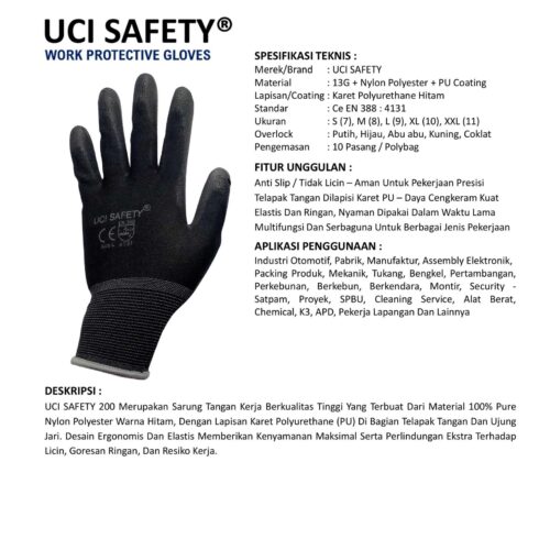 Supplier Sarung Tangan Hitam Uci Safety Resmi di Semarang Jawa Tengah