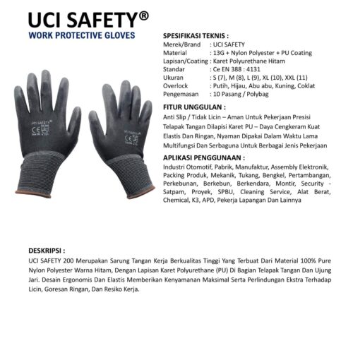 Sarung Tangan Hitam Uci Safety Terbaik di Semarang Jawa Tengah