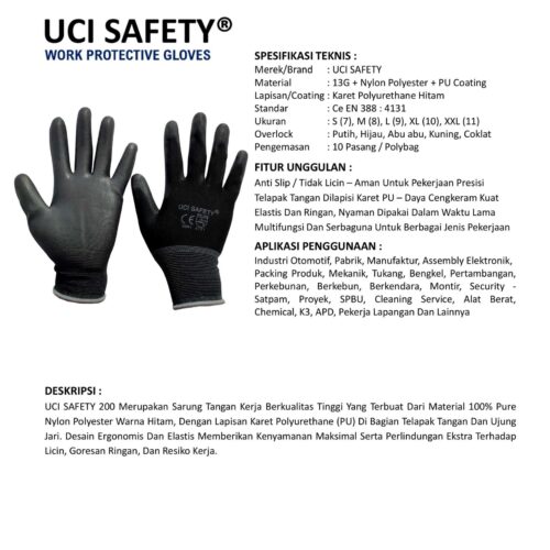 Sarung Tangan Packing Uci Safety untuk Proyek & Industri di Banjarmasin Kalimantan Selatan