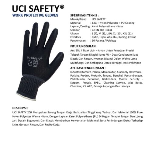 Sarung Tangan Mekanik Uci Safety Cocok untuk Bengkel & Mekanik Bandung Jawa Barat