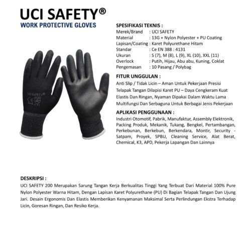 Jual Sarung Tangan PU Uci Safety Harga Terjangkau Balikpapan Kalimantan Timur