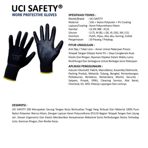 Jual Sarung Tangan Anti Slip Uci Safety Harga Terjangkau Makassar Sulawesi Selatan