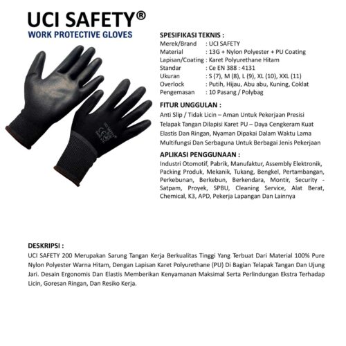 Sarung Tangan Karet Uci Safety Cocok untuk Bengkel & Mekanik Padang Sumatera Barat