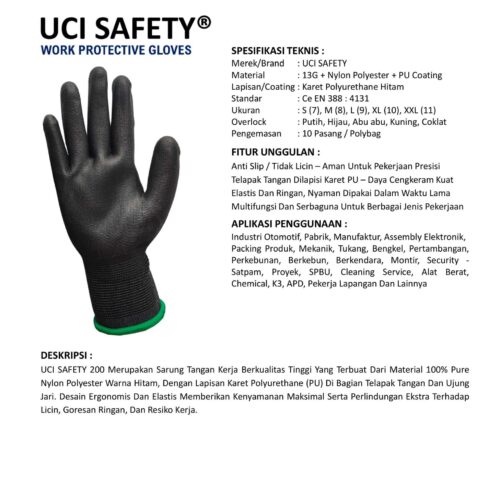 Sarung Tangan Coating Uci Safety Terbaik di Bekasi Jawa Barat