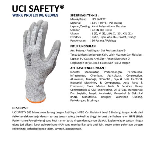 HPPE Dilapisi Karet cocok untuk Hand Gloves