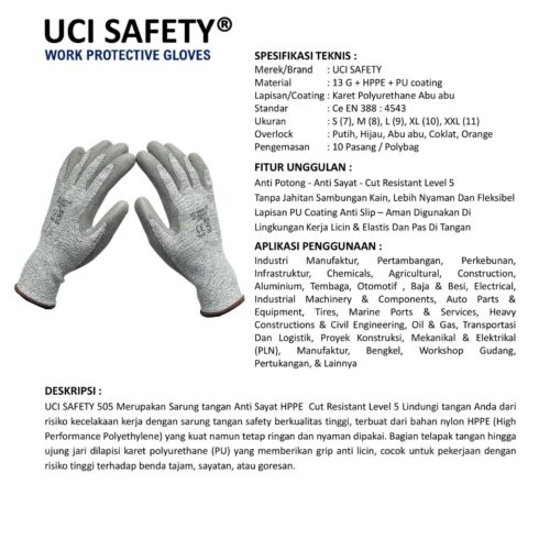 Kaca Safety Kerja Safety Gloves ukuran lengkap