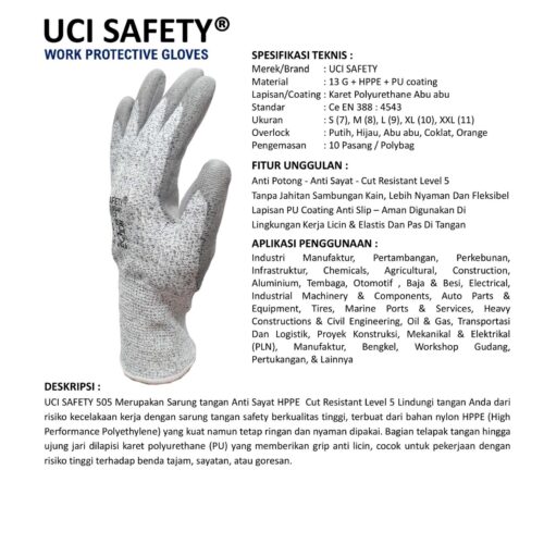 Mekanik Dilapisi Karet Motor warna Cut Resistant Level 5