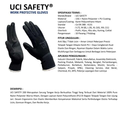 Supplier Sarung Tangan Anti Slip Uci Safety Resmi di Balikpapan Kalimantan Timur