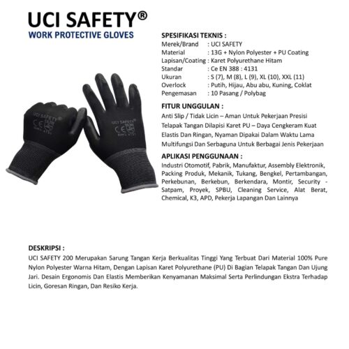 Distributor Sarung Tangan Otomotif Uci Safety Murah di Padang Sumatera Barat