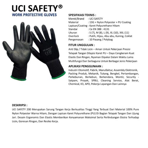 Sarung Tangan Mekanik Uci Safety Cocok untuk Bengkel & Mekanik Bekasi Jawa Barat