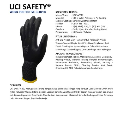 Sarung Tangan Safety Kerja Uci Safety untuk Proyek & Industri di Manado Sulawesi Utara