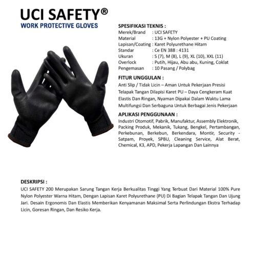 Distributor Sarung Tangan Anti Gores Uci Safety Murah di Manado Sulawesi Utara