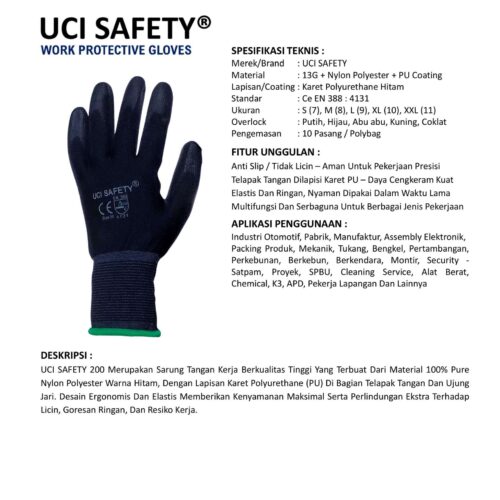 Sarung Tangan Anti Gores Uci Safety Cocok untuk Bengkel & Mekanik Jayapura Papua