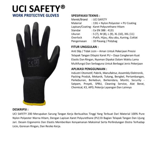 Sarung Tangan Anti Gores Uci Safety Cocok untuk Bengkel & Mekanik Solo Jawa Tengah