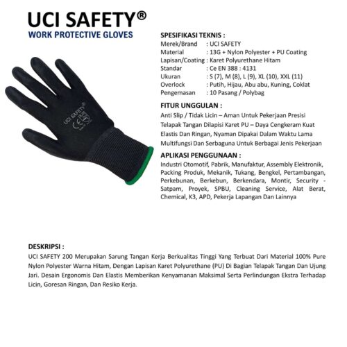 Jual Sarung Tangan Mekanik Uci Safety Harga Terjangkau Manado Sulawesi Utara