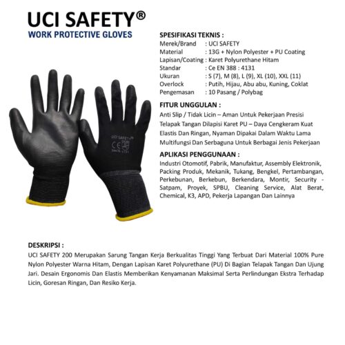 Supplier Sarung Tangan Montir Uci Safety Resmi di Batam Kepulauan Riau