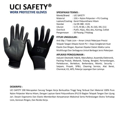 Sarung Tangan Safety Kerja Uci Safety Terbaik di Padang Sumatera Barat