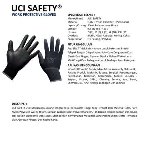 Sarung Tangan Anti Slip Uci Safety Terbaik di Palembang Sumatera Selatan