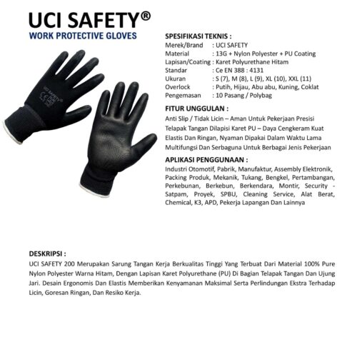 Supplier Sarung Tangan Hitam Uci Safety Resmi di Pekanbaru Riau