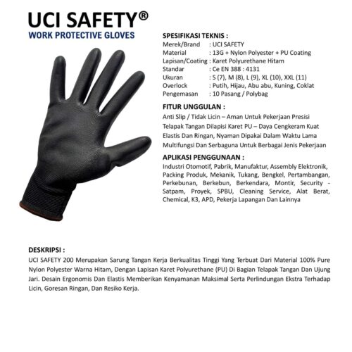 Sarung Tangan Montir Uci Safety Cocok untuk Bengkel & Mekanik Denpasar Bali