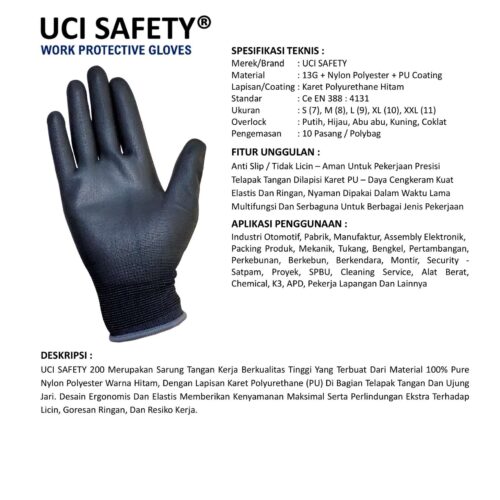 Sarung Tangan Montir Uci Safety Cocok untuk Bengkel & Mekanik Medan Sumatera Utara