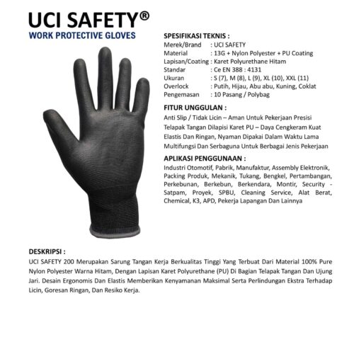 Sarung Tangan Montir Uci Safety Terbaik di Palembang Sumatera Selatan