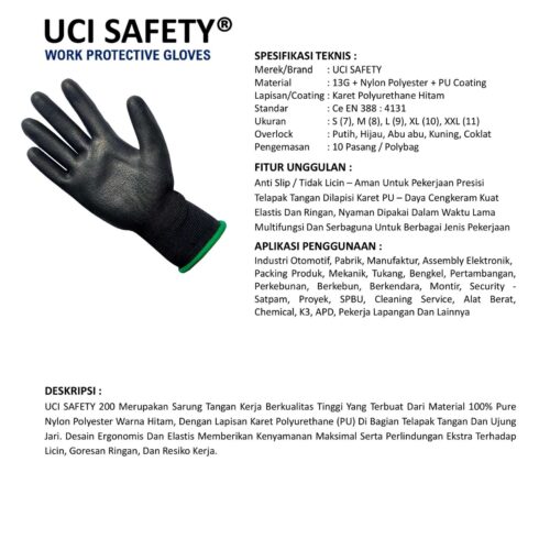 Sarung Tangan Motor Uci Safety untuk Proyek & Industri di Banjarmasin Kalimantan Selatan