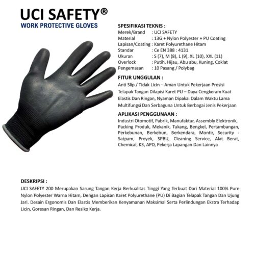 Supplier Sarung Tangan Anti Gores Uci Safety Resmi di Padang Sumatera Barat