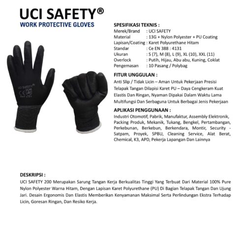 Distributor Sarung Tangan Mekanik Uci Safety Murah di Pekanbaru Riau