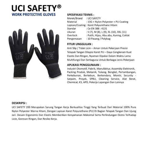 Sarung Tangan Motor Uci Safety untuk Proyek & Industri di Palembang Sumatera Selatan