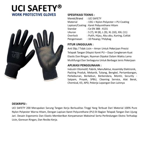 Sarung Tangan PU Uci Safety Terbaik di Bogor Jawa Barat