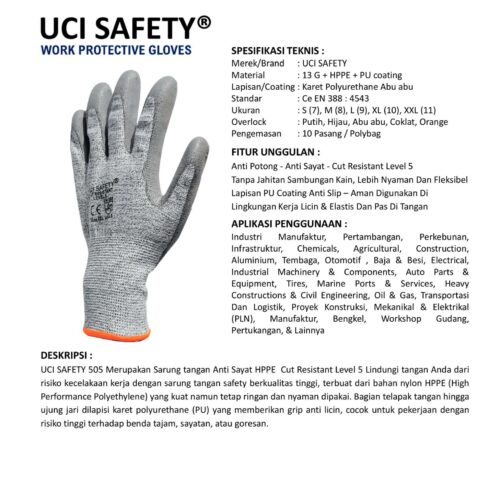 Anti Sayat Anti Pisau Potong Anti Benda Tajam standar Safety Gloves