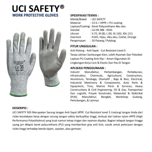 Ukuran S Cut Resistant Level 5 Cutting warna Tebal