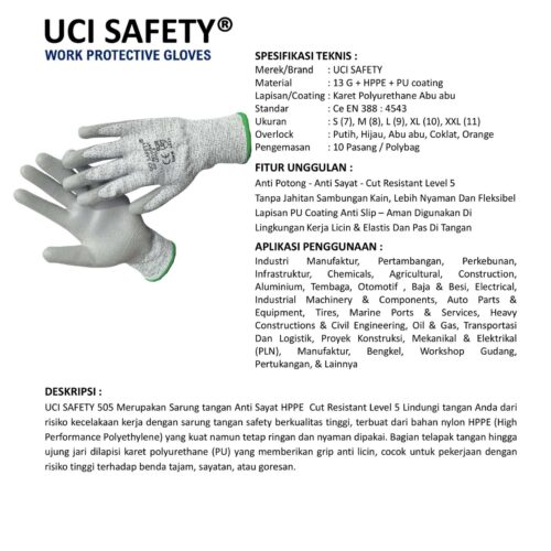 Safety Gloves Motor HPPE standar Ukuran S