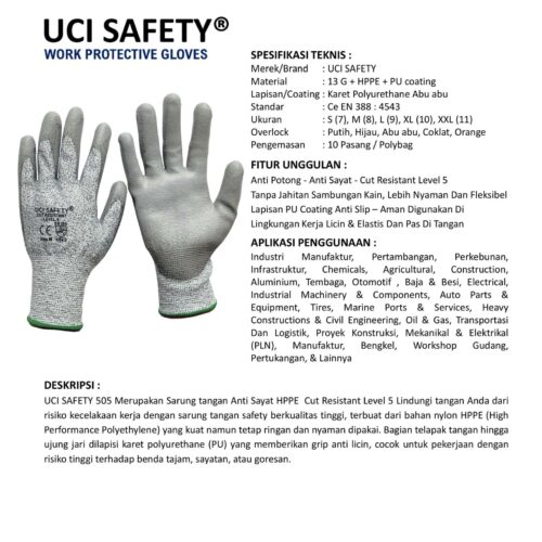 Motor Tebal Cut Resistant Level 5 standar Telapak Tangan