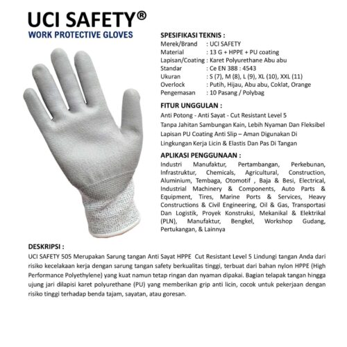 Tukang Warna Hitam Safety Gloves ukuran lengkap