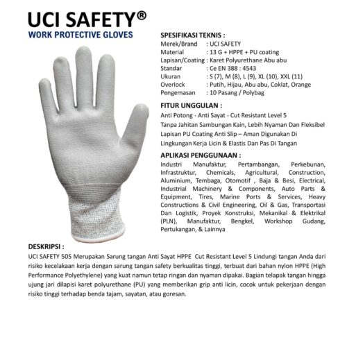 Cut Resistant Level 5 Proyek untuk Anti Licin