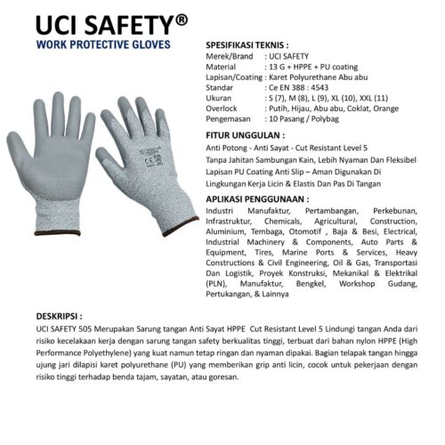 Telapak Tangan Anti Potong dengan Uci Safety