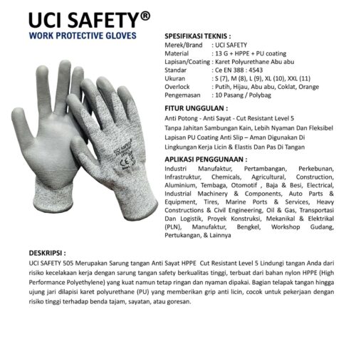 Anti Potong Pengaman Kerja Safety Gloves standar Anti Potong
