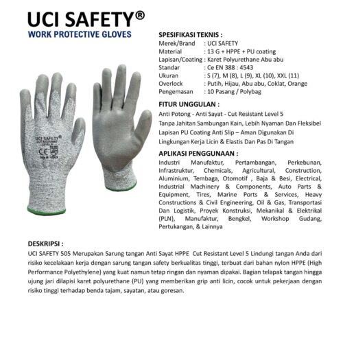 Ukuran XL Cut Resistant Level 5 Ukuran XXL terbaik