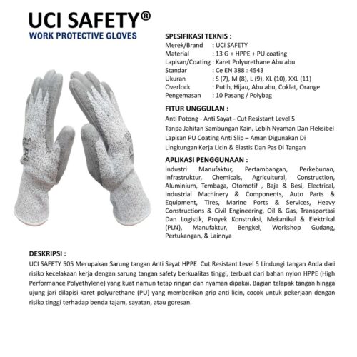 HPPE Uci Safety Telapak Tangan