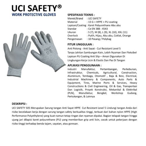 Pengaman Kerja Uci Safety untuk Anti Sayat