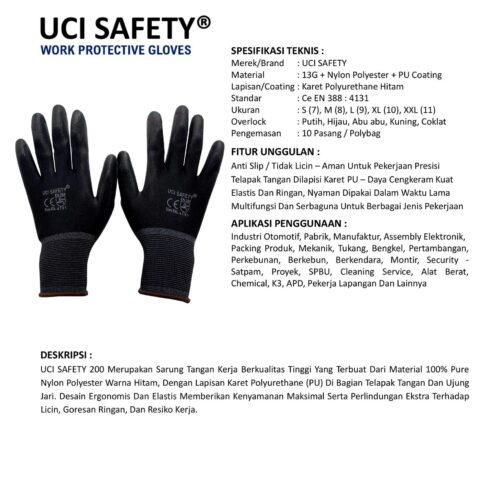 Distributor Sarung Tangan PU Uci Safety Murah di Cirebon Jawa Barat